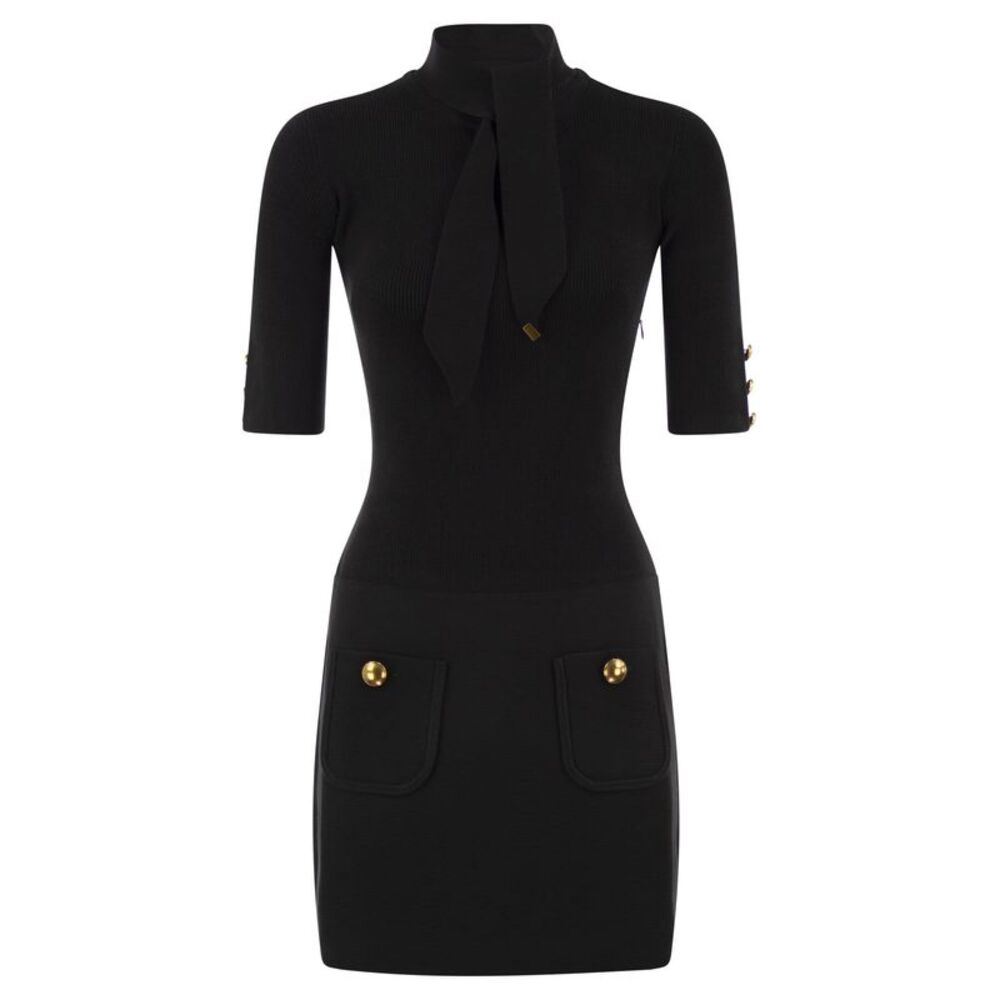 Elisabetta Franchi Women Knit Mini Dress With Bow Detail